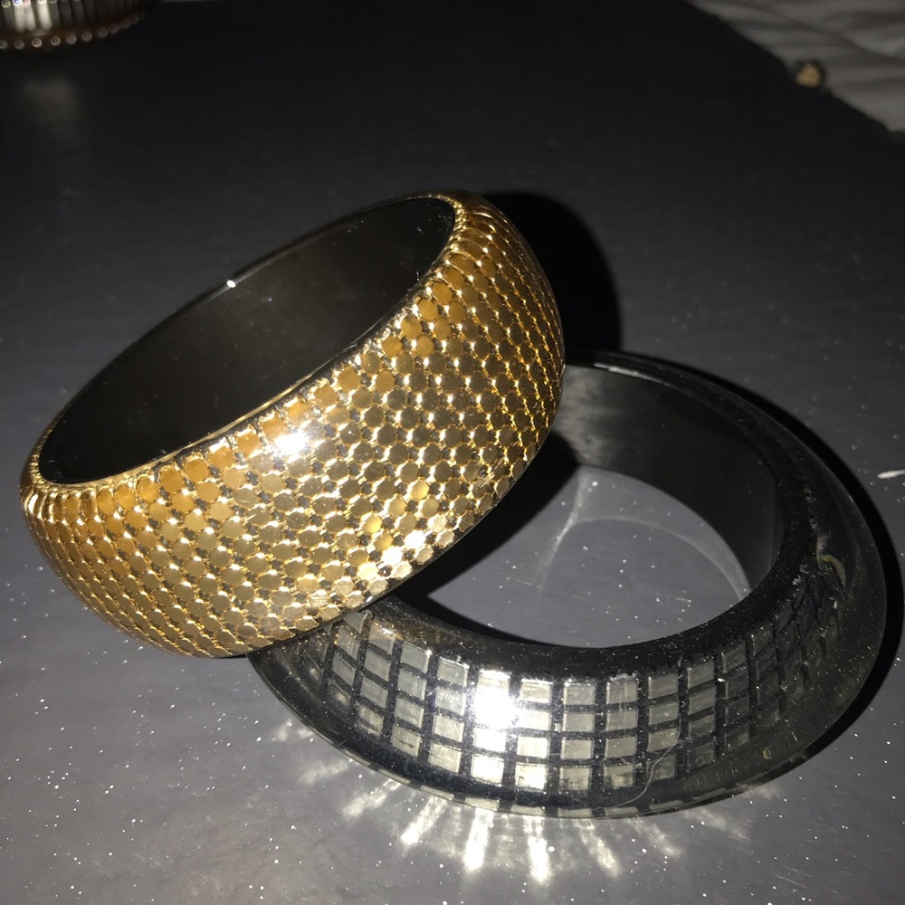 Vintage mixed metals lucite bracelets.